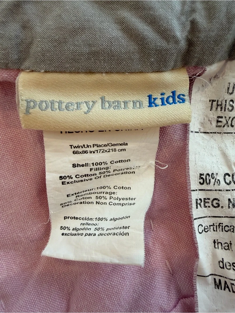 Pottery Barn Kids Striped Pastel Quilt Bedspread - Multi Pink & Gray